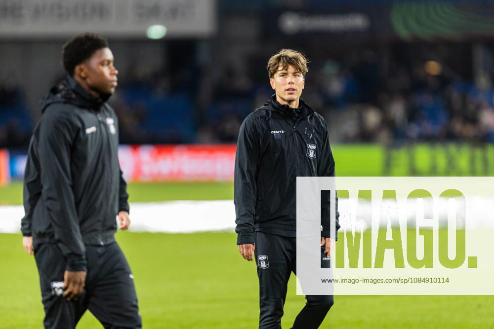 Aarhus GF v Egnatia, UEFA Conference League, Randers, Denmark Randers, Denmark. 22nd, October 2026. Luka Callo of Aarhus GF seen warming up for the UEFA Conference League match between Aarhus GF and Egnatia at Randers Stadion in Randers. Denmark, Randers, Cepheus Park Randers