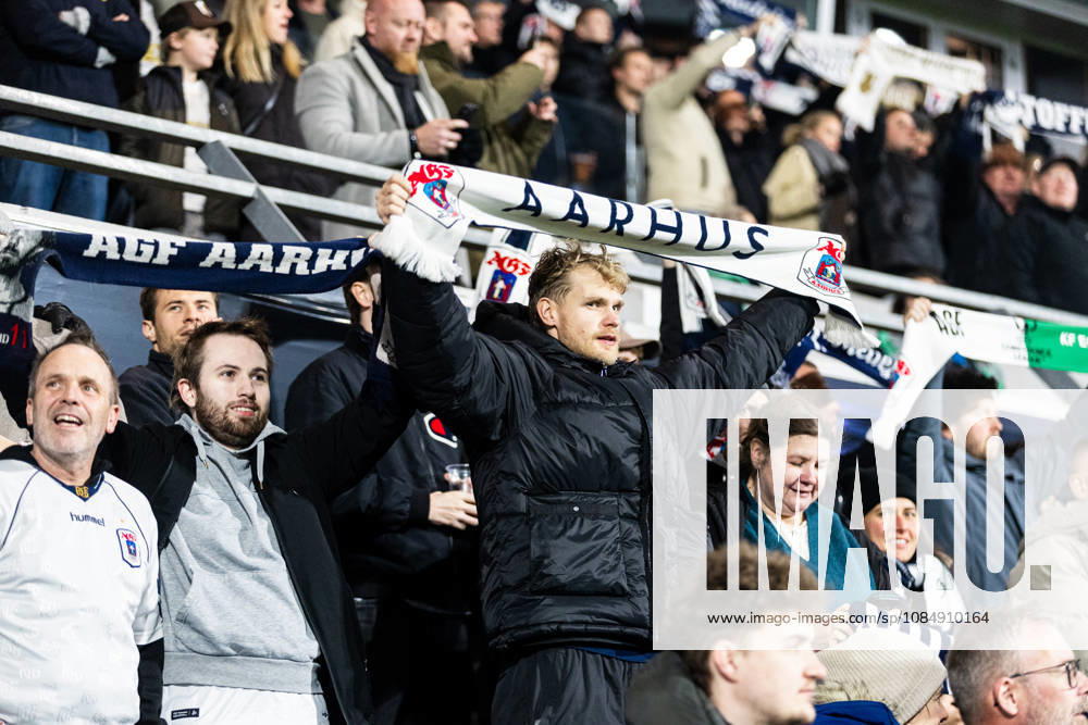 Aarhus GF v Egnatia, UEFA Conference League, Randers, Denmark Randers, Denmark. 22nd, October 2026. Football fans of Aarhus GF seen on the stands at the UEFA Conference League match between Aarhus GF and Egnatia at Randers Stadion in Randers. Denmark, Randers, Cepheus Park Randers