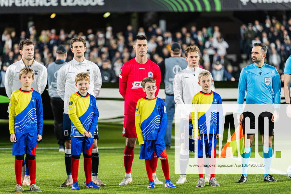 Aarhus GF v Egnatia, UEFA Conference League, Randers, Denmark Randers, Denmark. 22nd, October 2026. The players of Aarhus GF line up for the UEFA Conference League match between Aarhus GF and Egnatia at Randers Stadion in Randers. Denmark, Randers, Cepheus Park Randers