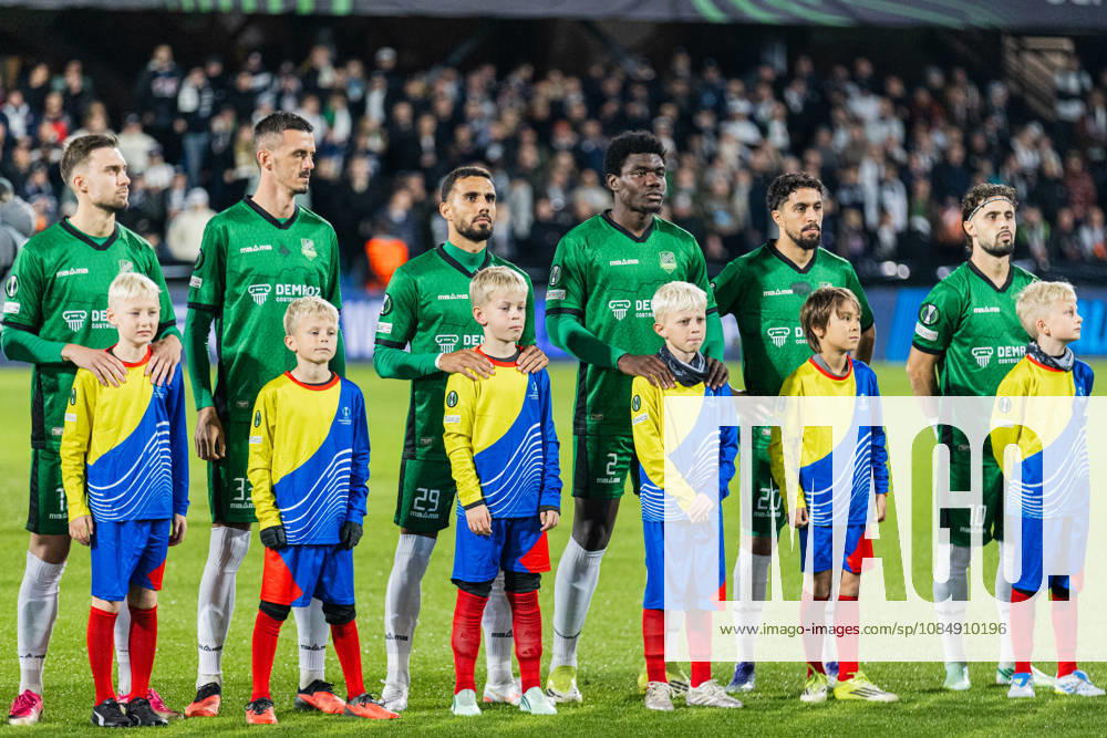 Aarhus GF v Egnatia, UEFA Conference League, Randers, Denmark Randers, Denmark. 22nd, October 2026. The players of Egnatia line up for the UEFA Conference League match between Aarhus GF and Egnatia at Randers Stadion in Randers. Denmark, Randers, Cepheus Park Randers