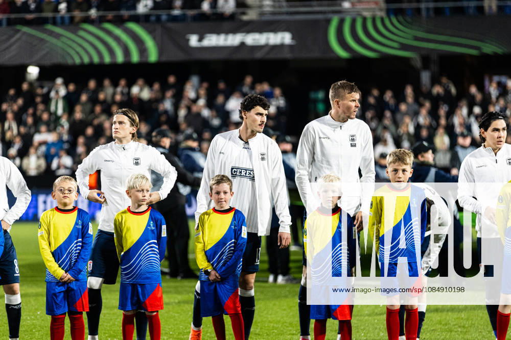 Aarhus GF v Egnatia, UEFA Conference League, Randers, Denmark Randers, Denmark. 22nd, October 2026. The players of Aarhus GF line up for the UEFA Conference League match between Aarhus GF and Egnatia at Randers Stadion in Randers. Denmark, Randers, Cepheus Park Randers