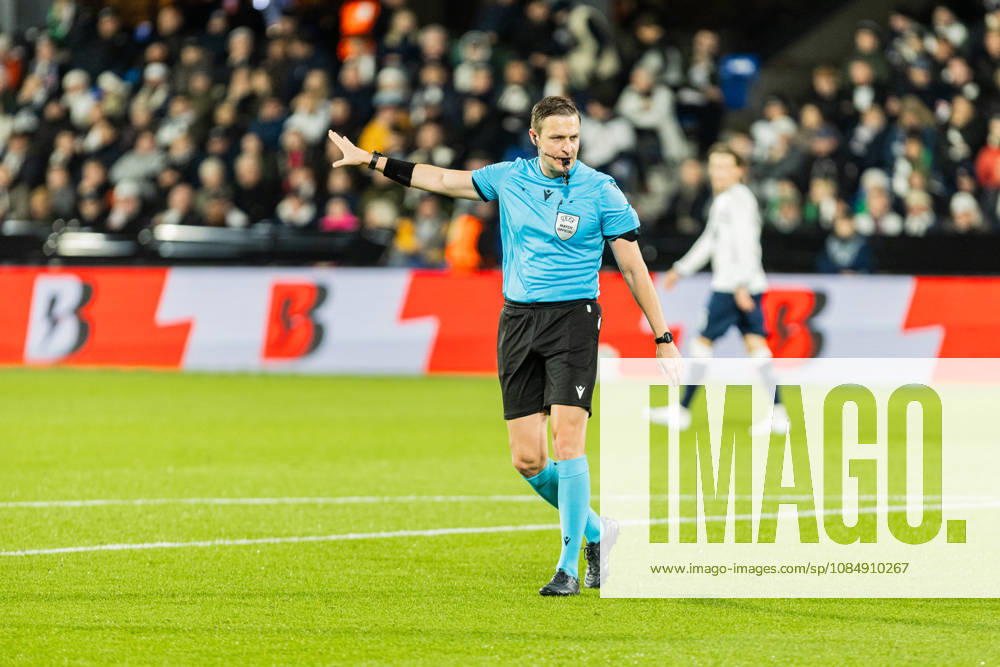 Aarhus GF v Egnatia, UEFA Conference League, Randers, Denmark Randers, Denmark. 22nd, October 2026. Referee Ante Culina seen during the UEFA Conference League match between Aarhus GF and Egnatia at Randers Stadion in Randers. Denmark, Randers, Cepheus Park Randers