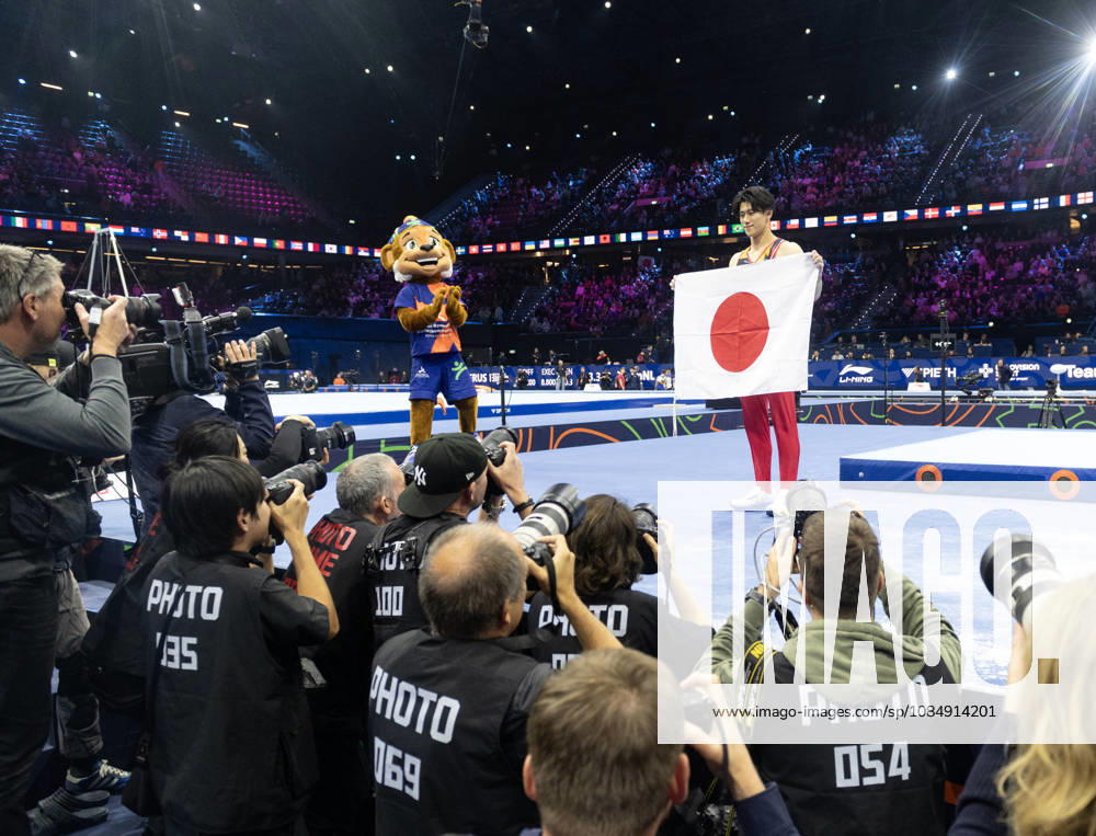 Rotterdam The Netherlands 22nd October 2026 World Championships artistic gymnastics. Mens all round final Winner Daiki Hashimoto (JPN) surrounded by press photographers.