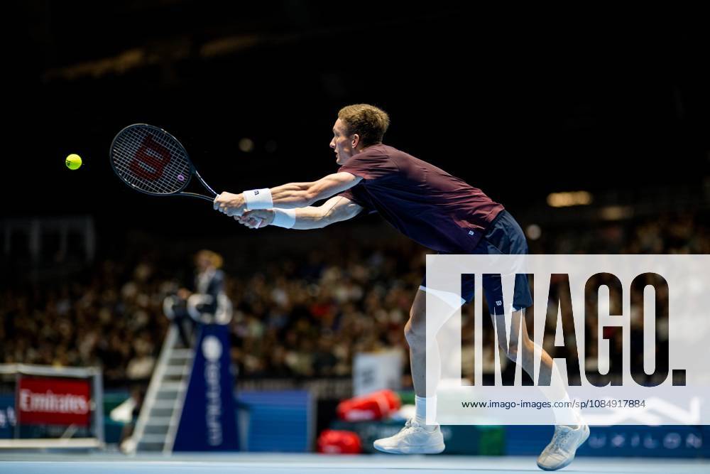 Jiri Lehecka of the Czech Republic pictured in action during the European Open ATP, Tennis Herren tennis tournament in Brussels, on Friday 23 October 2026. This year s edition of the tournament is taking place from 17 to 25 October JASPERxJACOBS x190758910x
