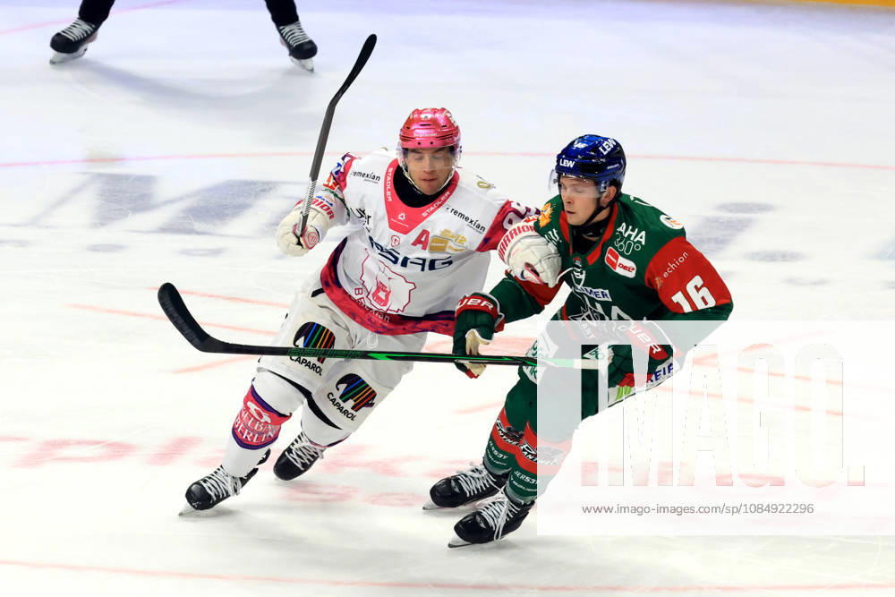 DEU, GER, Eishockey, 11.Spieltag, Saison 2026 27, Berlin, Eisbaeren Berlin vs. Augsburger Panther Frederik Tiffels ( Eisbaeren Berlin 95 ), CAMERON WRIGHT ( Augsburger Panther 16 ) nordphoto GmbH Engler Berlin Uber-Arena Berlin Deutschland