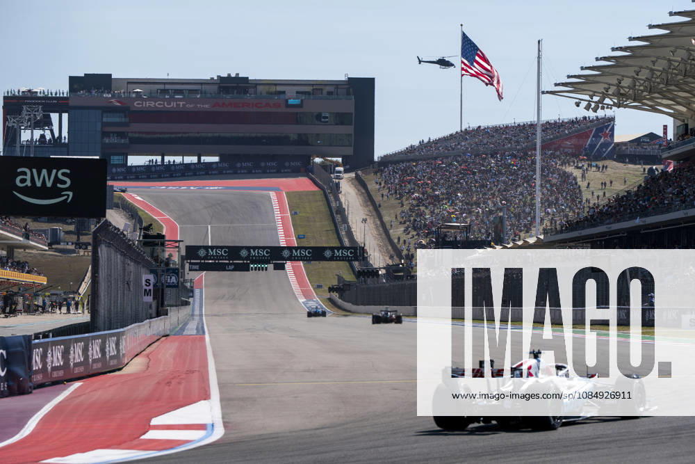 Cars pass by the newly constructed building named The Circuit during the first free practice session of the Formula One United States Grand Prix at the Circuit of the Americas in Austin, Texas on Friday, October 23, 2026. AUS2026102316 GREGxNASH