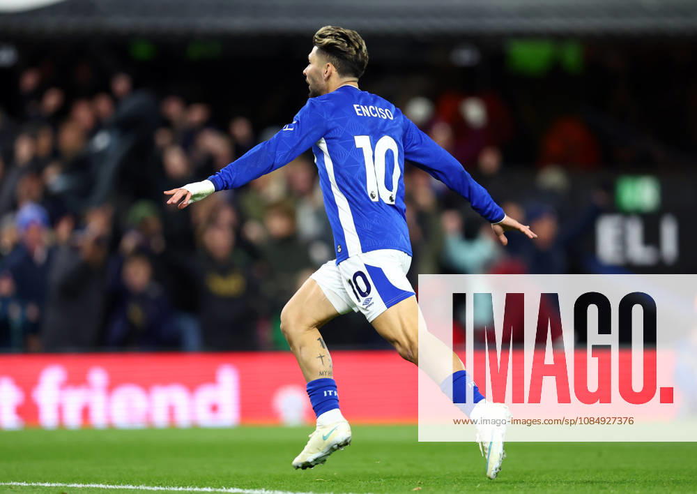 Ipswich, England, 23rd October 2026. Julio Enciso of Ipswich Town turns away tp celebrate scoring the equalising goal (1-1) during the Ipswich Town vs Nottingham Forest Premier League match at Portman Road, Ipswich. Picture credit should read: Paul Terry Sportimage . SPI_023_PT_Ipswich_Forest SPI-5093-0024