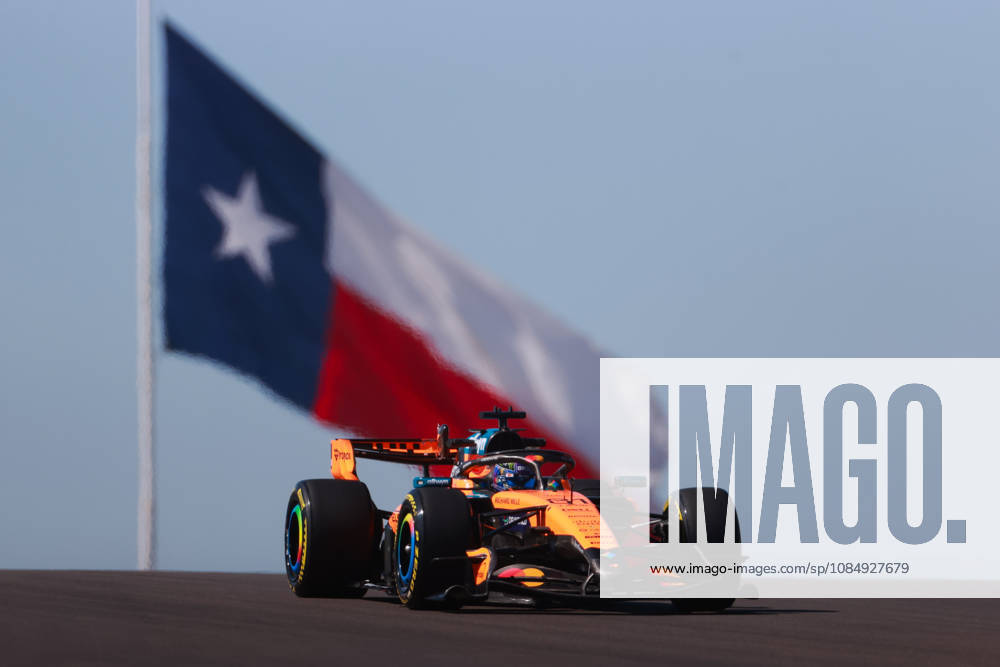 F1 Grand Prix Of USA - FP1 Oscar Piastri stands in front of a Texas flag during the first of three practice sessions, FP1, ahead of the Formula 1 MSC Cruises United States Grand Prix at Circuit of the Americas in Austin, Texas, United States, on October 23, 2026. Austin, Texas Texas United States