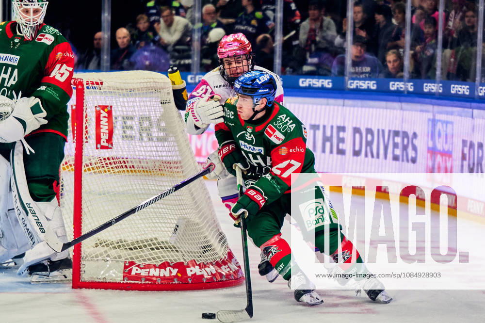 Tobias Ancicka (Augsburger Panther, 45), Tobias Krestan (Eisbaeren Berlin, 91), Kyle Mayhew (Augsburger Panther, 27), GER, Eisbaeren Berlin vs. Augsburger Panther, Eishockey Herren, Deutsche Eishockey Liga, DEL, Saison 2026 27, 11. Spieltag, 23.10.2026 GER, Eisbaeren Berlin vs. Augsburger Panther, Eishockey Herren, Deutsche Eishockey Liga, DEL, Saison 2026 27, 11. Spieltag, Berlin