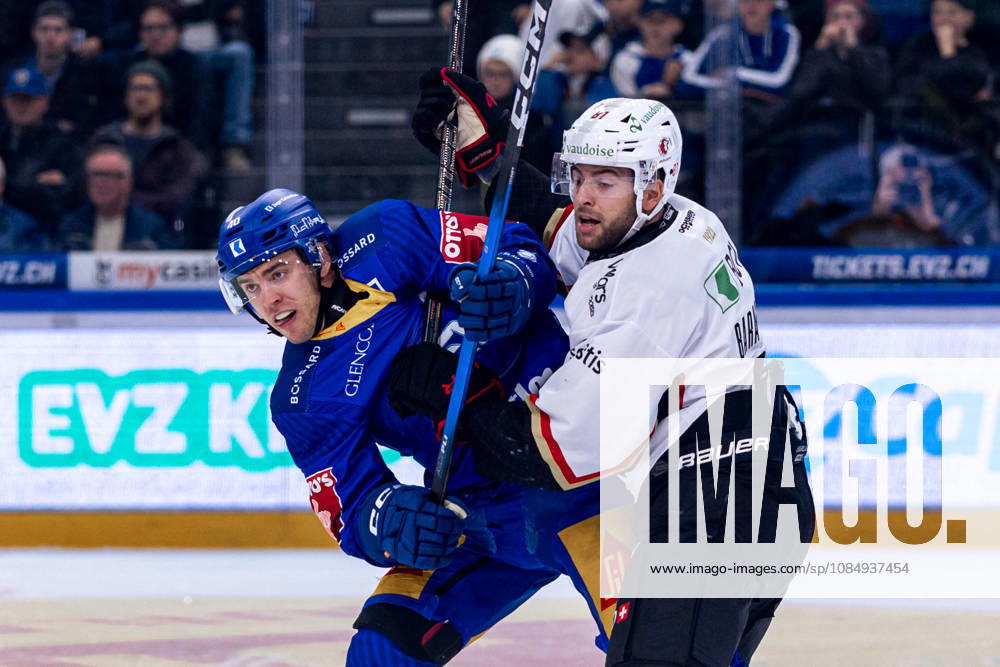 Andreas Wingerli 40 (EV Zug) und Inaki Baragano 81 (Lausanne HC) - 23.10.2026 - National League, Regular Season, Eishockey, OYM hall, Zug: EV Zug - Lausanne HC . (Bild von