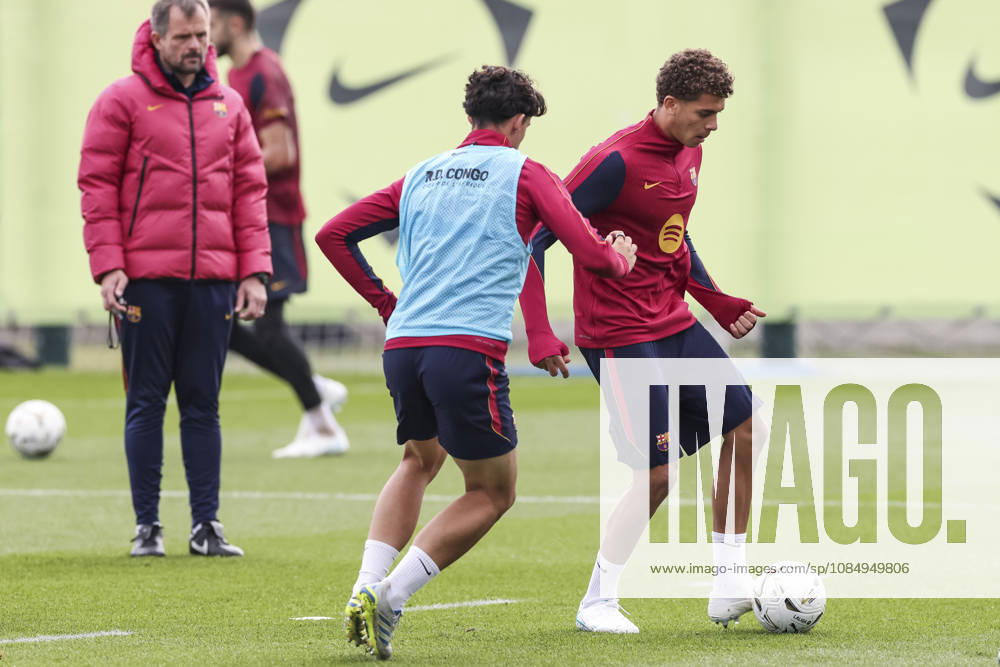 Hamza Abdelkarim during the training day of FC Barcelona, Barca ahead the Spanish League, Laliga EA Sports, football match against Real Madrid CF at Ciudad Esportiva Joan Gamper on October 24, 2026 in Sant Joan Despi, Barcelona, Spain. Sant Joan Despi Spain - ZUMAa181 20261024_zaa_a181_001