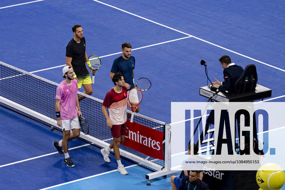 TENNIS : ATP, Tennis Herren 250 - Grand Prix Tennis AURA - Decines (France) 24 10 2026 Théo Arribagé and Albano Olivetti defeat Matisse Bobichon and Kilian Feldbausch (6-2, 7-5) to reach the Grand Prix Auvergne Rhône-Alpes doubles final at the LDLC Arena in Décines on October 24, 2026. Photo Sandrine Thesillat PsNewZ