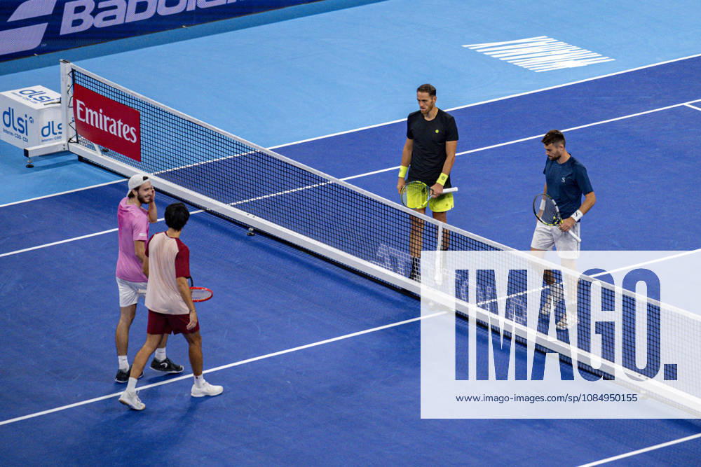 TENNIS : ATP, Tennis Herren 250 - Grand Prix Tennis AURA - Decines (France) 24 10 2026 Théo Arribagé and Albano Olivetti defeat Matisse Bobichon and Kilian Feldbausch (6-2, 7-5) to reach the Grand Prix Auvergne Rhône-Alpes doubles final at the LDLC Arena in Décines on October 24, 2026. Photo Sandrine Thesillat PsNewZ