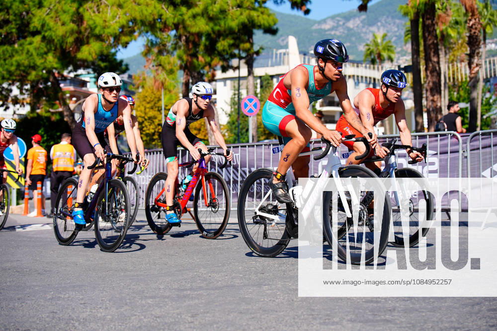2026 Europe Triathlon Cup Alanya ANTALYA, TURKEY - OCTOBER 24: Athletes compete in the bike leg during the elite men race of 2026 Europe Triathlon Cup Alanya on October 24, 2026 in Antalya, Turkey. Antalya Turkey