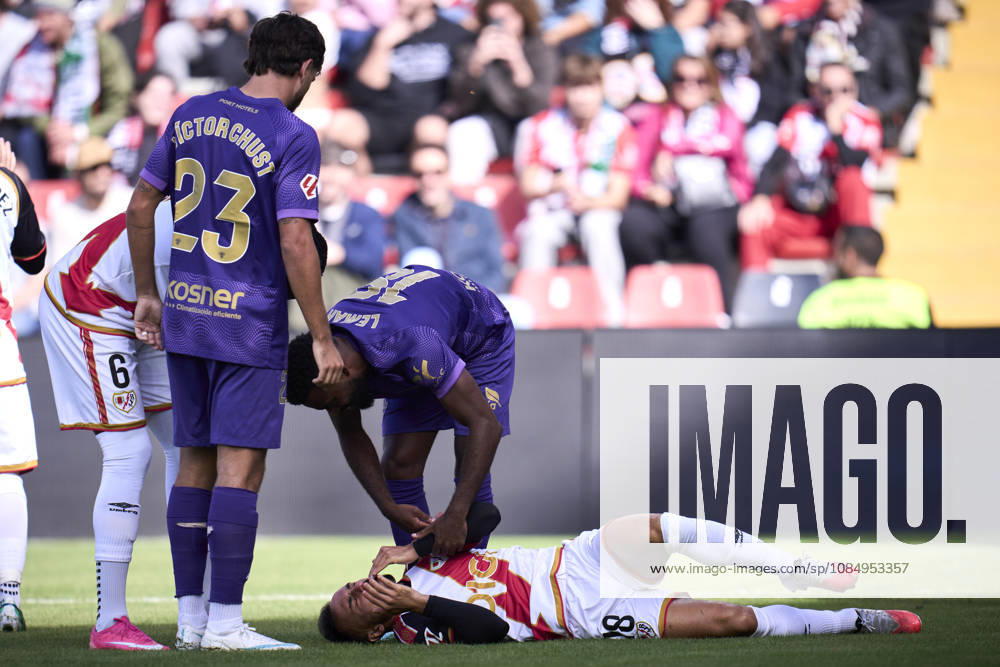 Alvaro Garcia of Rayo Vallecano hurts during the Spanish League, LaLiga EA Sports, football match played between Rayo Vallecano and Elche CF at Vallecas stadium on October 24, 2026, in Madrid, Spain. Madrid Spain - ZUMAa181 20261024_zaa_a181_076