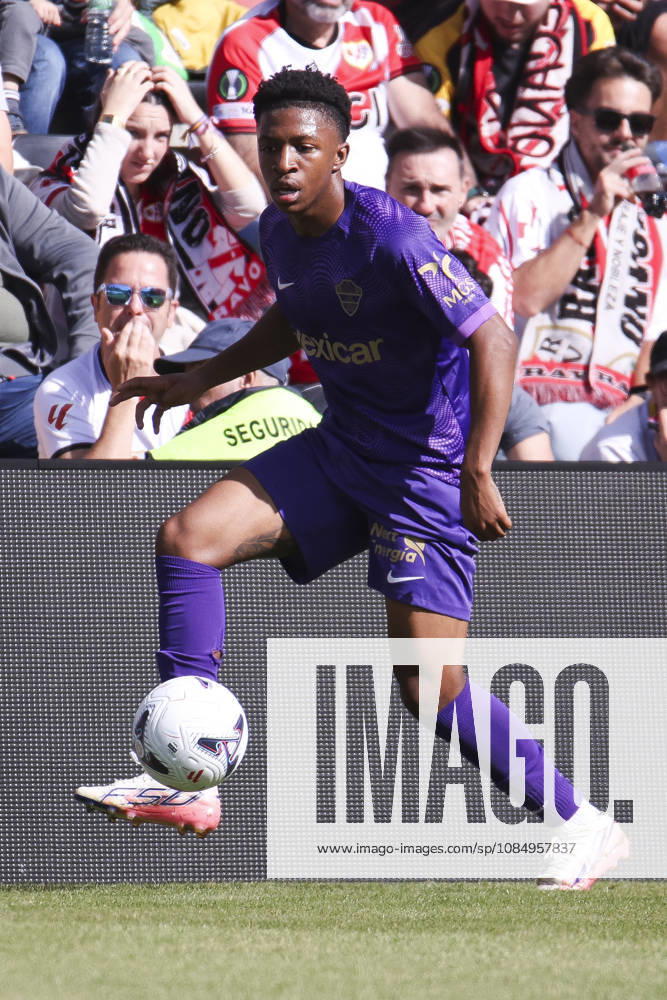 Rayo Vallecano v Espanyol - La Liga EA Sports 2026 27 October 24, 2026, Vallecas Stadium, Madrid, Spain: Buba Sangare of Elche keep the ball during La Liga EA Sports match between Rayo Vallecano and Elche CF at Vallecas Stadium on October 24, 2026 in Madrid, Spain. Madrid Vallecas Stadium Madrid Spain