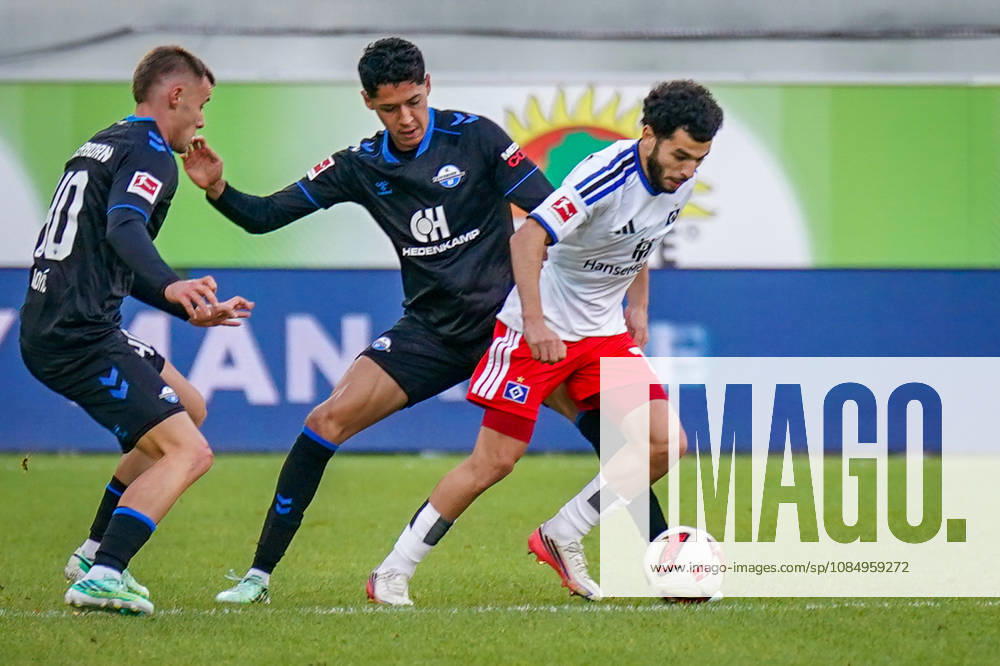 Deutschland: Fussball Bundesliga 2026 - 2027, 7. Spieltag - SC Paderborn vs Hamburger SV - Home-Deluxe-Arena (Paderborn): Zakaria El Ouahdi (Hamburger SV, 7) am Ball