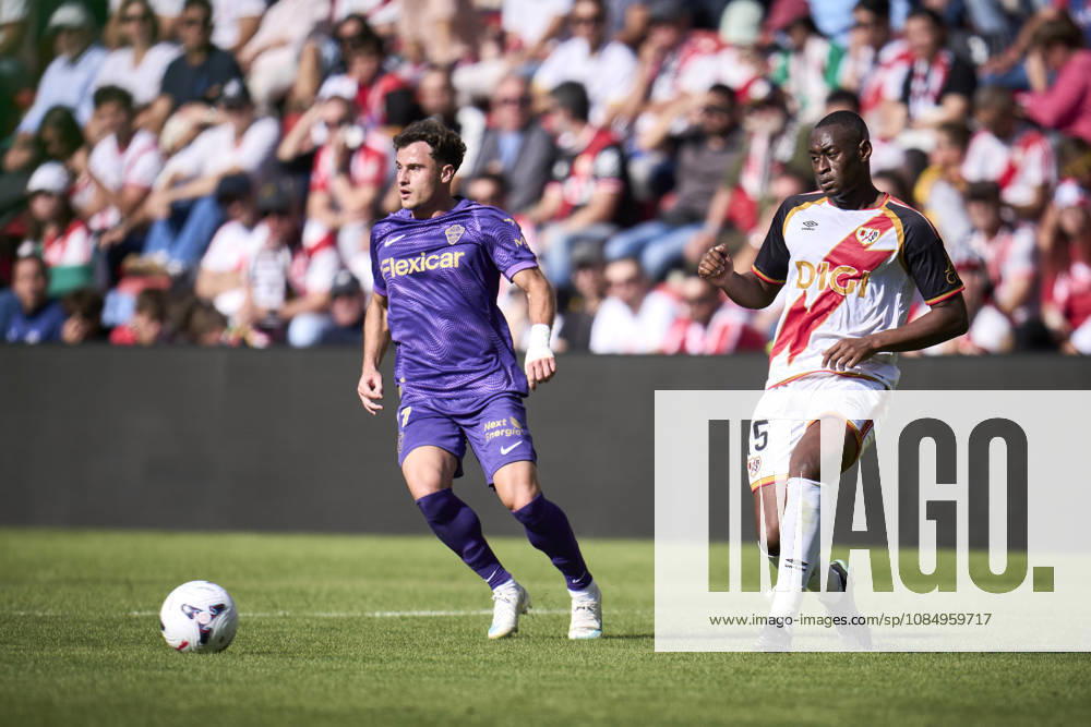 Mujaid Sadick of Rayo Vallecano and German Valera of Elche CF in action during the Spanish League, LaLiga EA Sports, football match played between Rayo Vallecano and Elche CF at Vallecas stadium on October 24, 2026, in Madrid, Spain. Rayo Vallecano V Elche CF - LaLiga EA Sports - ZUMAa181 20261024_zaa_a181_169