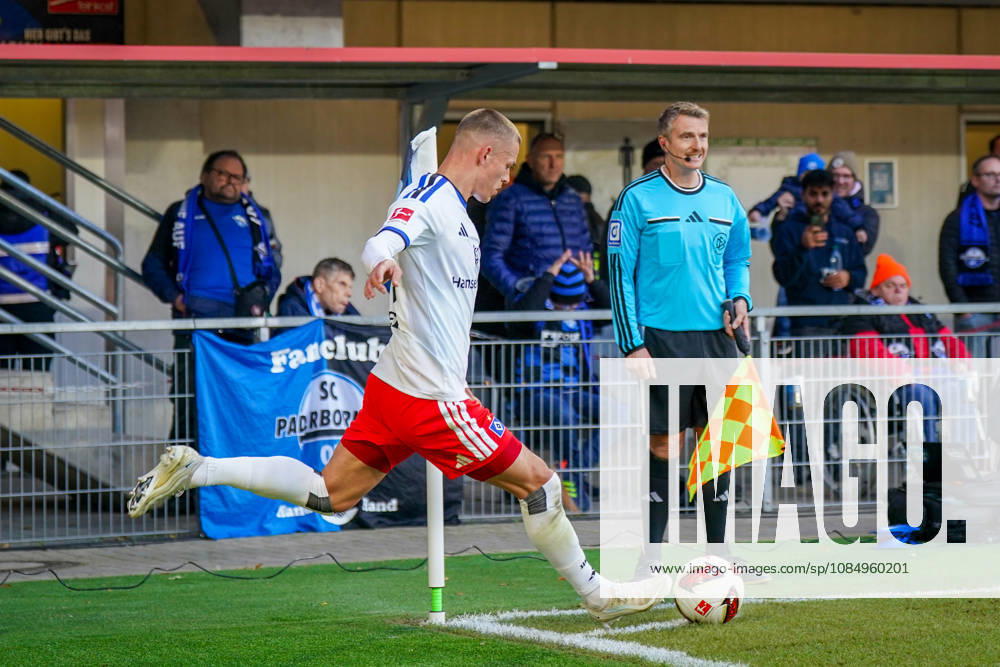 Deutschland: Fussball Bundesliga 2026 - 2027, 7. Spieltag - SC Paderborn vs Hamburger SV - Home-Deluxe-Arena (Paderborn): Miro Muheim (Hamburger SV, 28) Eckball