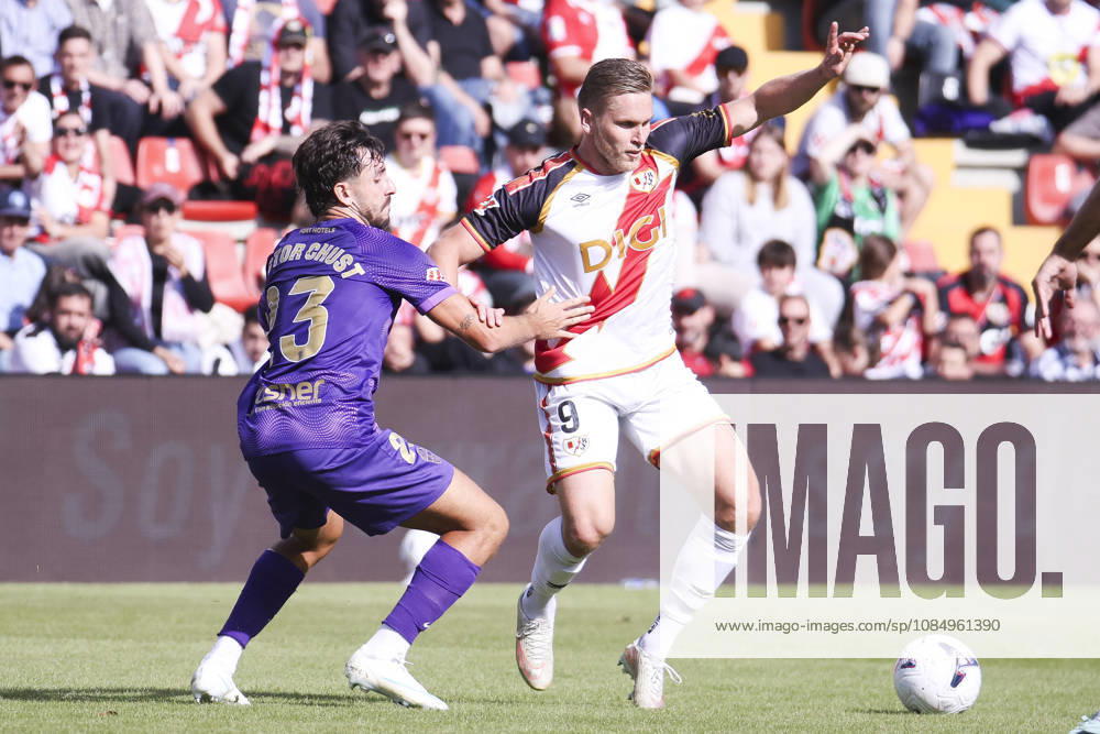 Rayo Vallecano v Espanyol - La Liga EA Sports 2026 27 October 24, 2026, Vallecas Stadium, Madrid, Spain: Alemao is defended by ictor Chust of Elche during La Liga EA Sports match between Rayo Vallecano and Elche CF at Vallecas Stadium on October 24, 2026 in Madrid, Spain. Madrid Vallecas Stadium Madrid Spain