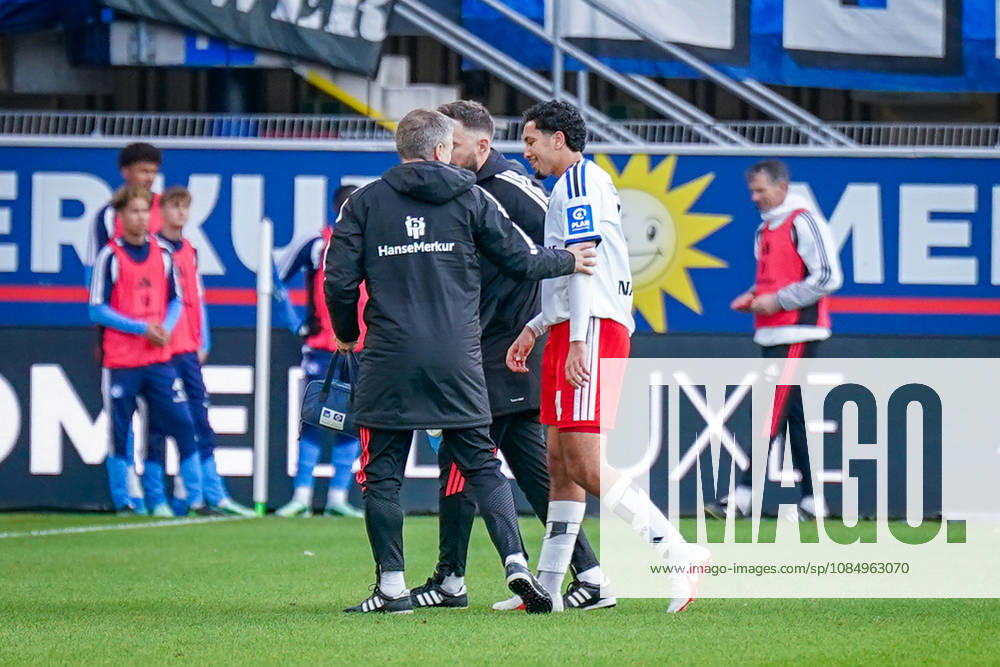 Deutschland: Fussball Bundesliga 2026 - 2027, 7. Spieltag - SC Paderborn vs Hamburger SV - Home-Deluxe-Arena (Paderborn): Bilal Nadir (Hamburger SV, 4) muss verletzt vom Platz