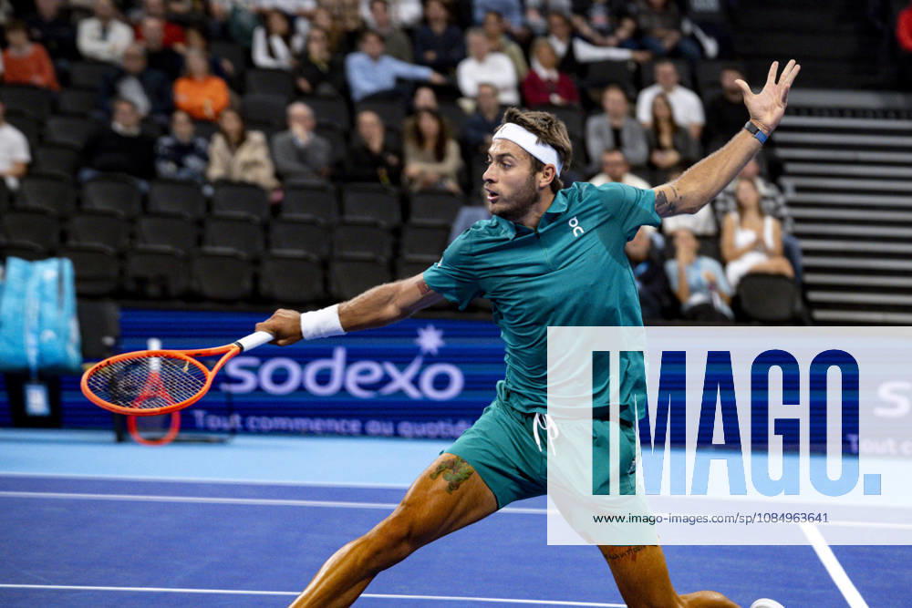 TENNIS : ATP, Tennis Herren 250 - Grand Prix Tennis AURA - Decines (France) 24 10 2026 Flavio COBOLLI (ITA) vs Lorenzo MUSETTI (ITA) in the semifinals of the tennis Grand Prix Auvergne Rhône-Alpes at the LDLC Arena in Décines on October 24, 2026. Photo Sandrine Thesillat PsNewZ