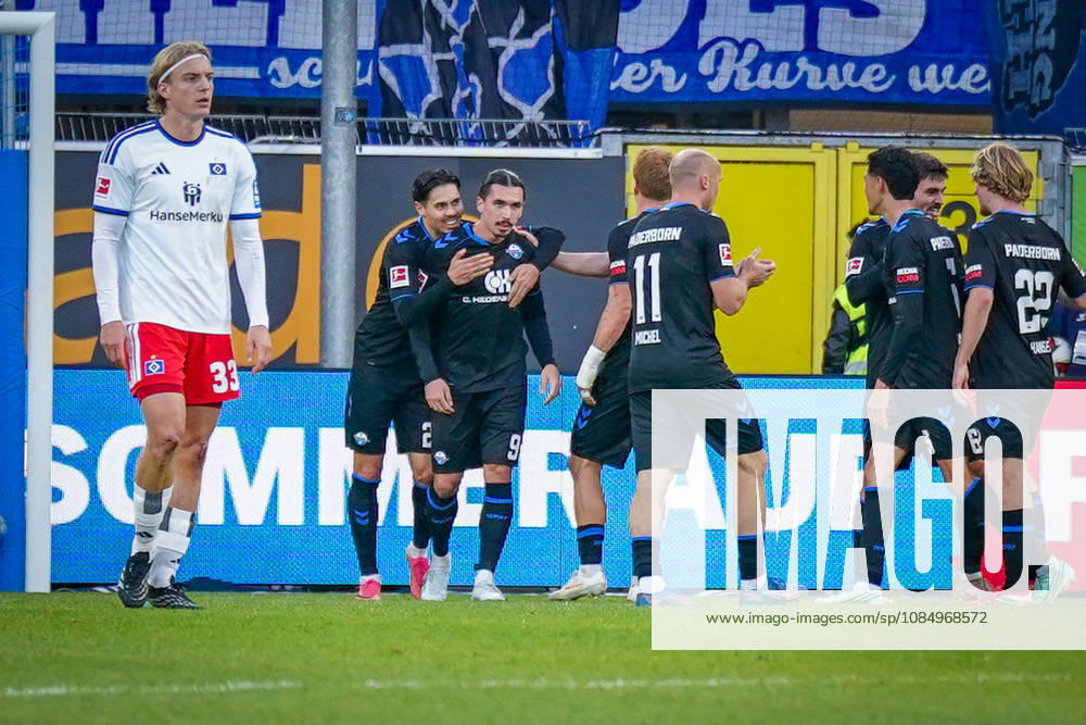 Deutschland: Fussball Bundesliga 2026 - 2027, 7. Spieltag - SC Paderborn vs Hamburger SV - Home-Deluxe-Arena (Paderborn): Tor und Torjubel zum 1:0 durch Rayan Philippe (Paderborn 9) Freude, Emotionen, Jubel