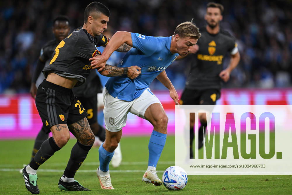 Ci Napoli 24 10 2026 - campionato di calcio serie A Napoli-Roma foto Carmelo Imbesi Image nella foto: Rasmus Hojlund-Gianluca Mancini