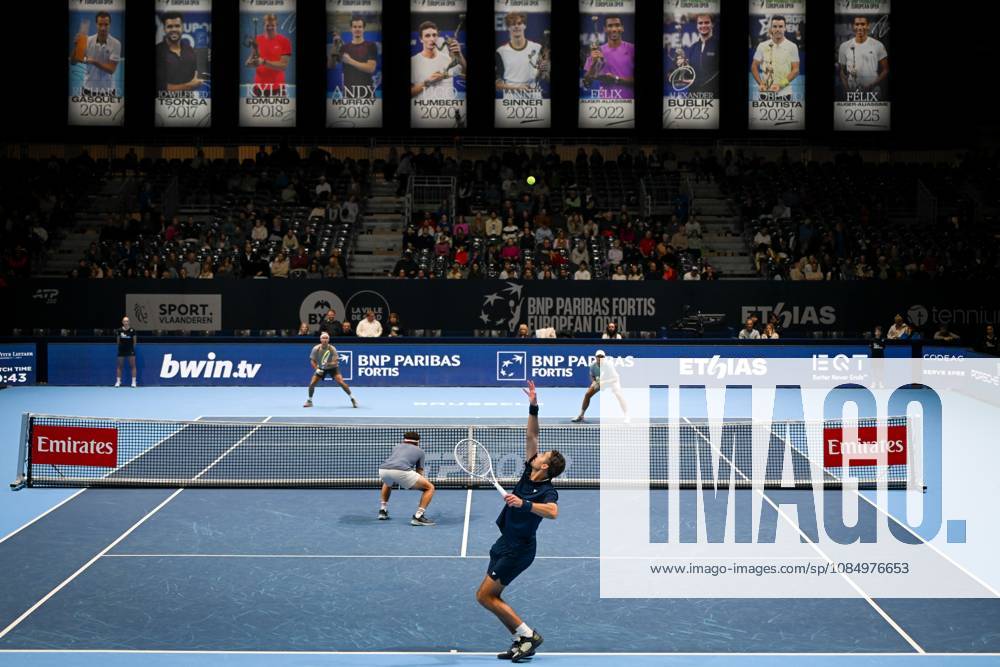 David Pel of the Netherlands celebrates during the semi double final of the European Open ATP, Tennis Herren tennis tournament in Brussels, on Saturday 24 October 2026. This year s edition of the tournament is taking place from 17 to 25 October ELIASxROM x190868634x