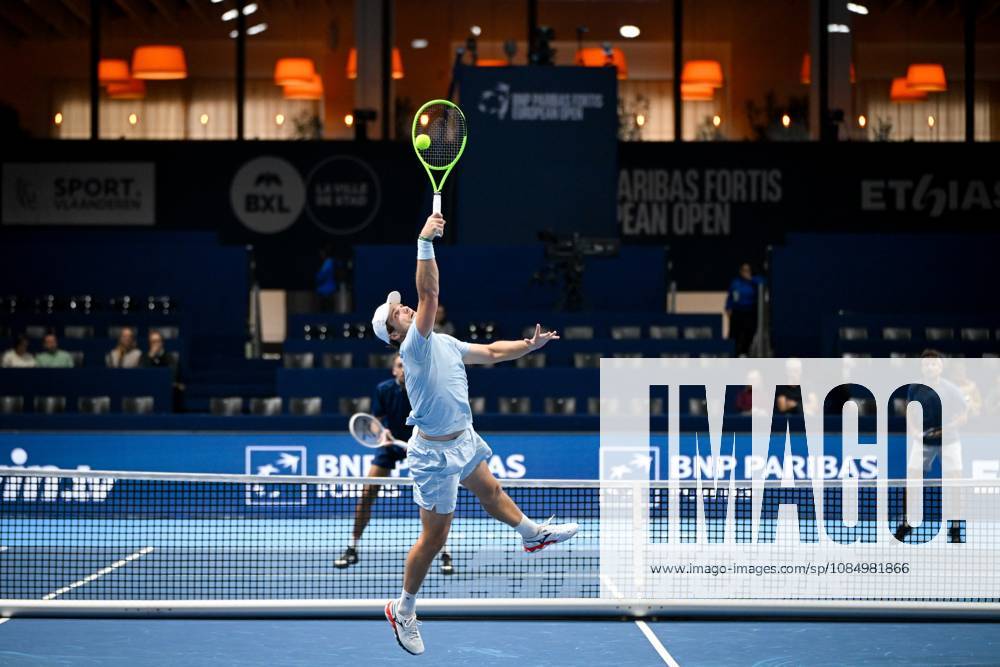 Bart Stevens of the Netherlands pictured in action during the semi double final of the European Open ATP, Tennis Herren tennis tournament in Brussels, on Saturday 24 October 2026. This year s edition of the tournament is taking place from 17 to 25 October ELIASxROM x190870958x