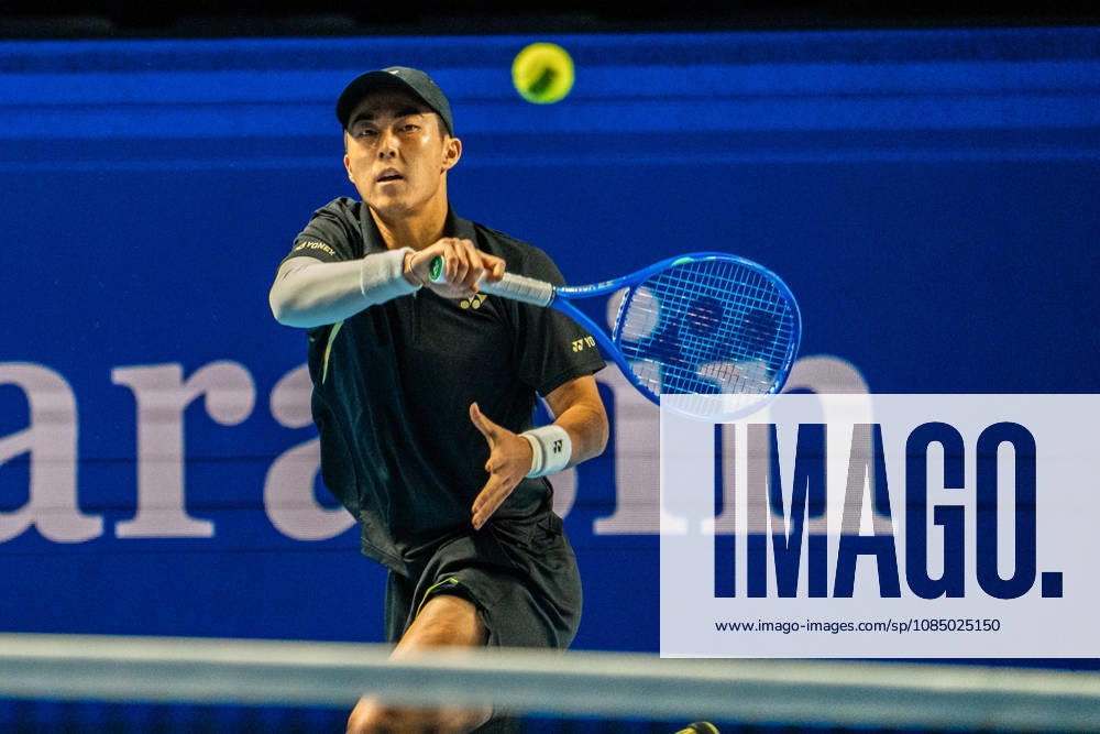 Rinky Hijikata of Australia plays a forehand against Yannick Hanfmann of Germany during the Swiss Indoors Basel Day 2 at St. Jakobshalle on October 25, 2026 in Basel, Switzerland.