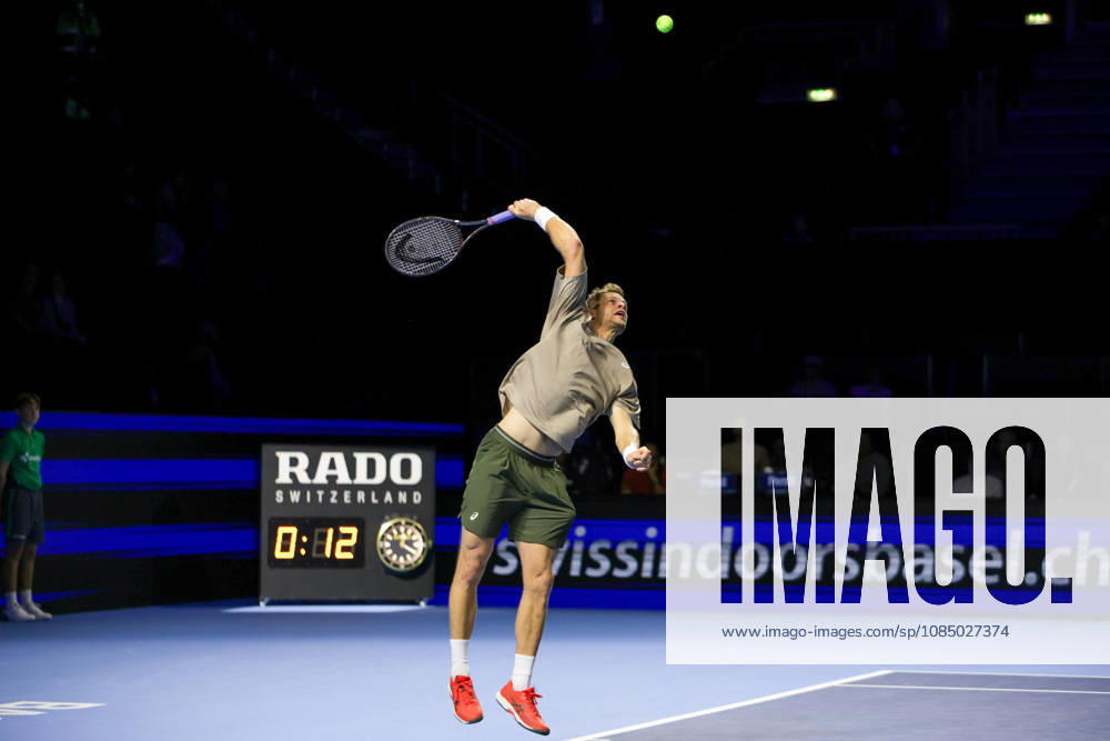 25th October 2026; St. Jakobshalle, Basel, Switzerland; ATP, Tennis Herren Tennis, Swiss Indoors Basel, Day 2; Qualifying final; Yannick Hanfmann of Germany serves AnthonyxBenoit