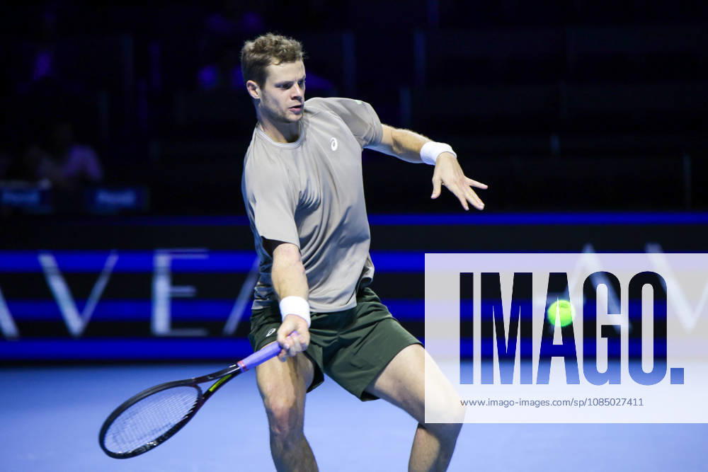25th October 2026; St. Jakobshalle, Basel, Switzerland; ATP, Tennis Herren Tennis, Swiss Indoors Basel, Day 2; Qualifying final; Yannick Hanfmann of Germany plays a forehand AnthonyxBenoit