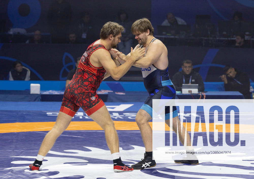 Astana, 2021 World Wrestling Championshi, Kazakhstan: ELIAS KUOSMANEN of Finland celebrates after defeating DANILA SOTNIKOV of Italy 5-4 in the men s Greco-Roman 130kg round of 16 at the Senior World Wrestling Championships in Astana, Kazakhstan, October 25, 2026. . Astana Kazakhstan - ZUMAt172 20261025_zip_t172_004