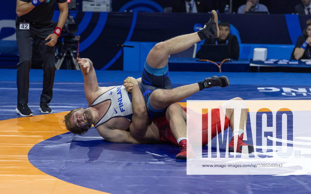 Astana, 2021 World Wrestling Championshi, Kazakhstan: MATTI ELIAS KUOSMANEN of Finland competes in the men s Greco-Roman 130kg quarterfinals at the Senior World Wrestling Championships in Astana, Kazakhstan, October 25, 2026. . Wrestling 2026: Senior World Championships - ZUMAt172 20261025_zip_t172_013