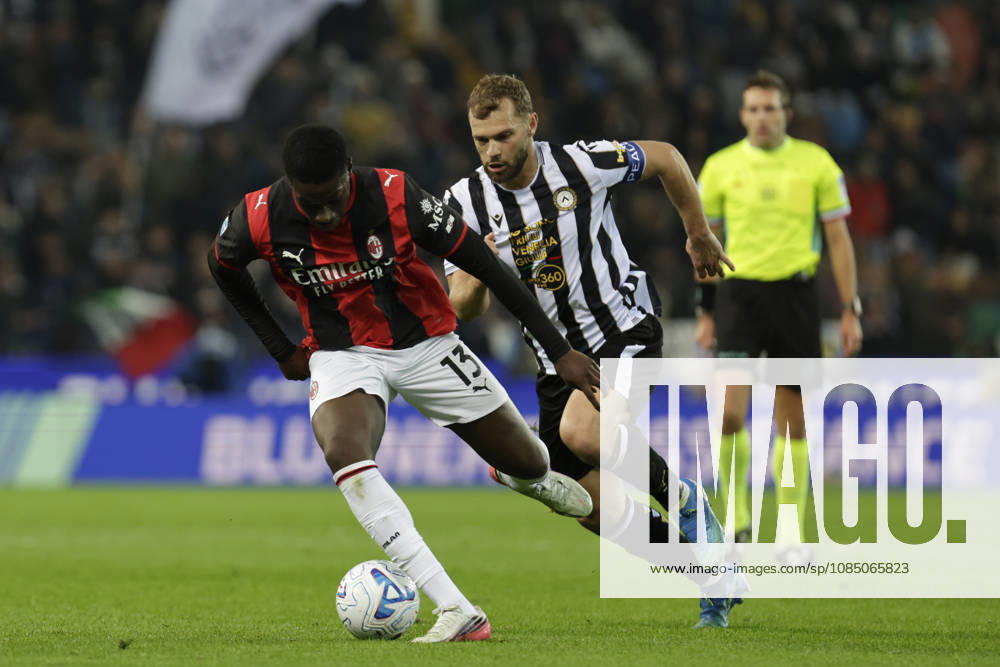 IPA90181600 - AC Milan s Sankhoun Diawara in action against Udinese s Jesper Karlstrom during the Serie A Enilive soccer match between Udinese and Milan at the Bluenergy Stadium in northeastern Italy on October 25, 2026.