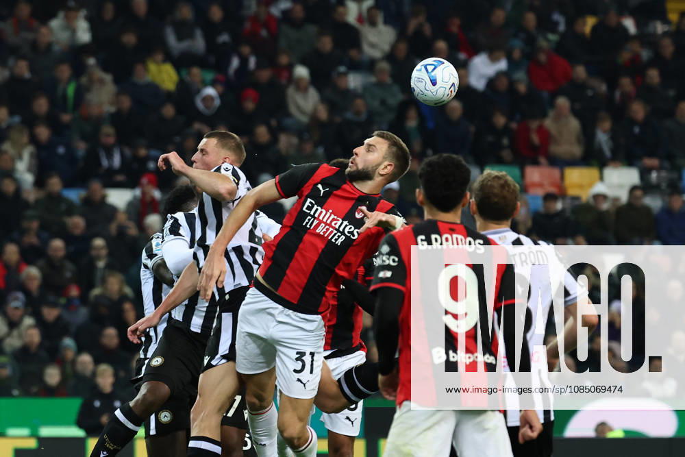 Strahinja Pavlovic of AC Milan in action during the Serie A 2026 2027 football match between Udinese Calcio and AC Milan at Friuli Bluenergy stadium in Udine (Italy), October 25th, 2026. CesarexPurini