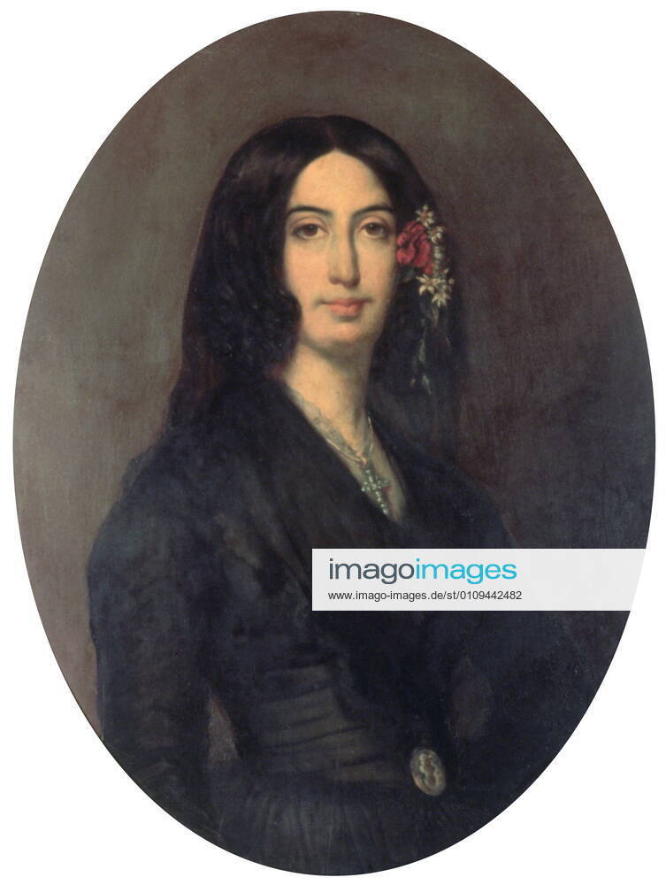 George Sand , French novelist and early feminist, c1845. Portrait by French artist Auguste Charpentier of Amandine Aurore Lucie Dupin whose pen-name was George Sand (1804-1876). It was discovered in the collection of the Musee George Sand, France. WorldxHistoryxArchive 917_06_WHA_162_0510004707