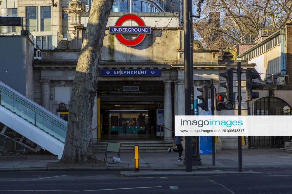 A view of a semi deserted Embankment Station. London United Kingdom - ZUMAs197 20210109_zab_s197_024