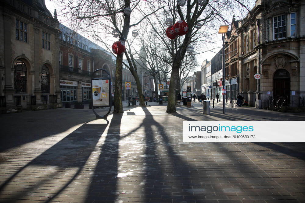 Peterborough City centre on the first weekend of Lockdown Three , in Peterborough, Cambridgeshire. Again, people are not allowed to leave home except for minimal food shopping, medical treatment, exercise - once a day, and essential work.