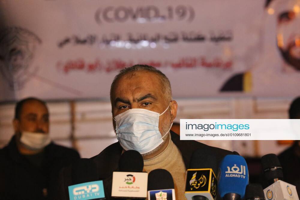 Rafah, Gaza Strip, Palestinian Territory: Hamas leader, Ghazi Hamad, speaks during a press conference during the entry of medical aid from the United Arab Emirate, in Rafah border crossing in the southern of Gaza Strip, on January 10, 2021. The second shipment of Emirati medical aid arrived in the Gaza Strip this evening, which includes medical aid provided to the Ministry of Health in the Gaza Strip, to enhance health efforts in the face of the Corona pandemic, including an oxygen production plant with all its accessories, respirators and other medical equipment Rafah Palestinian Territory - ZUMAap3_ 20210110_zaf_ap3_086