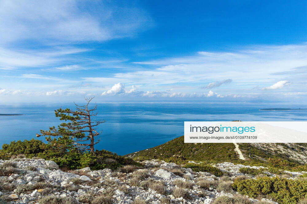 PXL_Osorscica mountain Photo taken on Jan. 12, 2021 show Osorscica mountain , Losinj Island, Croatia. Osorscica mountain spreads along the northern part of the island of Losinj from Cunski to Osor, and it is about 20 kilometres long. It is the first mountain on the islands of Adriatic to have attracted visitors, heir to the Austro-Hungarian throne Rudolf Habsburg was surely one of the first, having climbed Osorscica in 1887. Osorscica is well-known for many caves and the most famous are St. Gaudentius cave, located below the peak Televrina on the eastern side, and Vela Jama on the western side of Televrina. It is about 40 metres deep and remains of people were found here from about 10.000 years ago. SreckoxNiketic PIXSELL