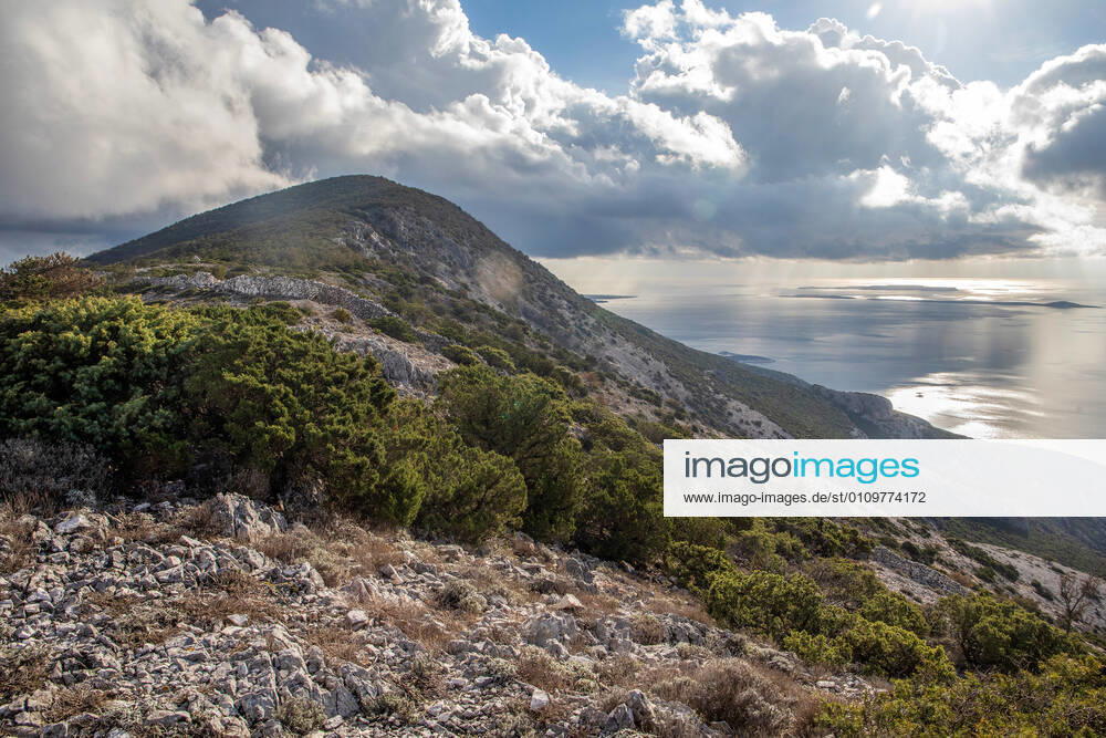 PXL_Osorscica mountain Photo taken on Jan. 12, 2021 show Osorscica mountain , Losinj Island, Croatia. Osorscica mountain spreads along the northern part of the island of Losinj from Cunski to Osor, and it is about 20 kilometres long. It is the first mountain on the islands of Adriatic to have attracted visitors, heir to the Austro-Hungarian throne Rudolf Habsburg was surely one of the first, having climbed Osorscica in 1887. Osorscica is well-known for many caves and the most famous are St. Gaudentius cave, located below the peak Televrina on the eastern side, and Vela Jama on the western side of Televrina. It is about 40 metres deep and remains of people were found here from about 10.000 years ago. SreckoxNiketic PIXSELL