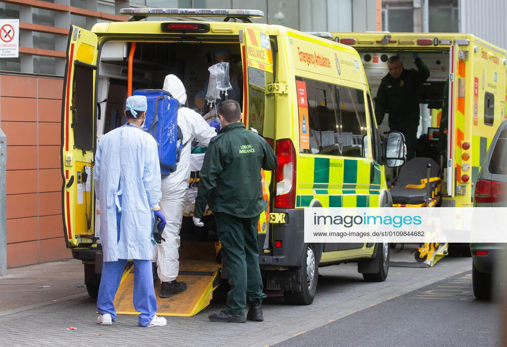 London, United Kingdom. Lines of ambulances and a steady stream of patients arriving as the Covid-19 virus reaches a new peak. Royal London Hospital. Whitechapel.
