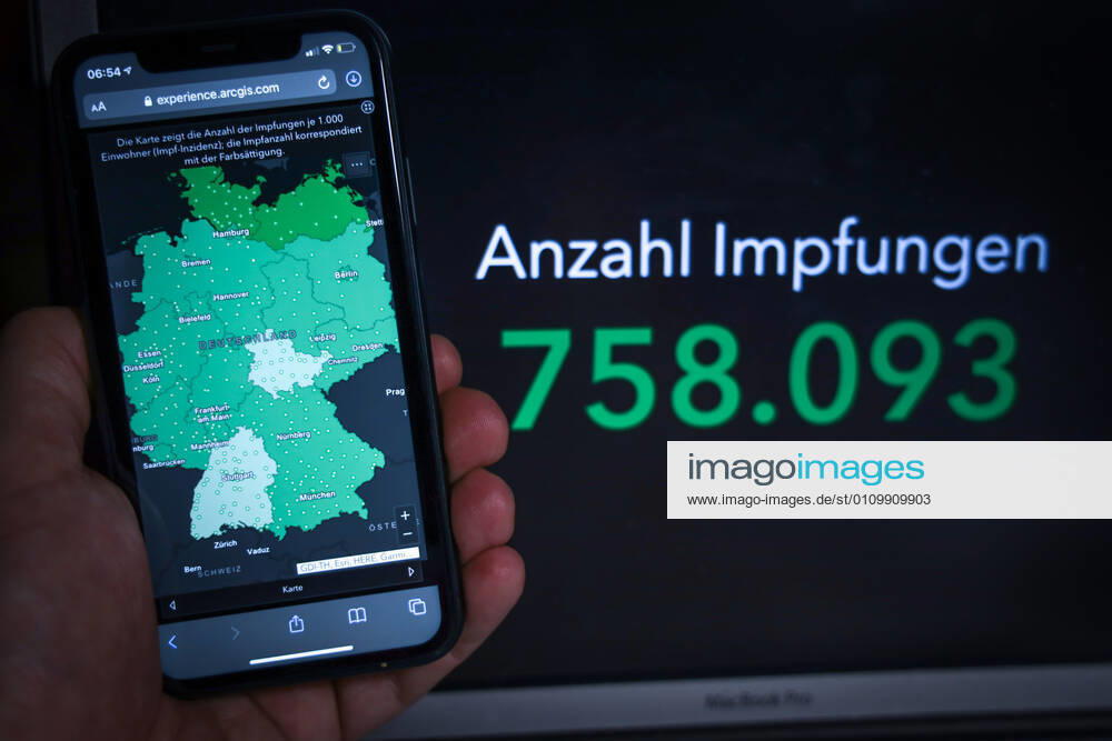 Coronavirus in Deutschland - COVID-19 Impfungen -Dashboard 14.01.2021: Esri Deutschland GmbH auf Basis des Digitalen Impfquotenmonitoring zur COVID-19-Impfung des RKI - Anzahl Impfungen 758.093 Datenstand vom Vortag.
