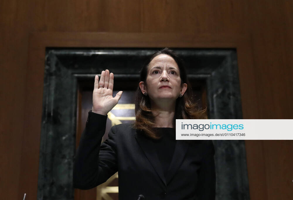 WASHINGTON, DC - JANUARY 19: Avril Haines is sworn in at the start of her confirmation hearing before the Senate Intelligence Committee to be President-elect Joe Bidens national intelligence director on January 19, 2021 in Washington, DC. Haines was previously Deputy Director of the CIA and Deputy National Security Advisor in the Obama administration Washington USA - ZUMAs152 20210119_zaa_s152_108