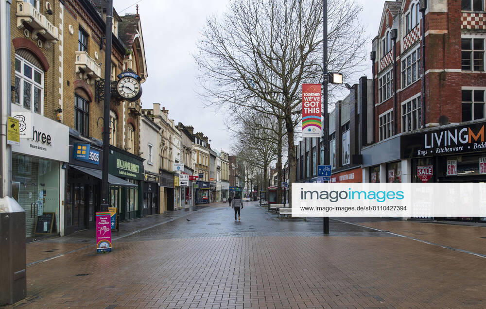 A deserted shopping location in Croydon, a large town of south London, UK on January 18, 2021. Only 33,355 positive Covid cases have been recorded today, the lowest number of daily case since December 27th- before the start of Englandâ€⠢s third nationwide lockdown. London United Kingdom - ZUMAj323 20210119_zip_j323_001