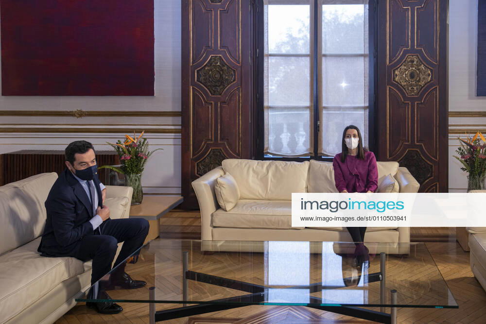 The President of the Junta de Andalucia, Juanma Moreno (i) during the meeting with the President of Ciudadanos (Cs), Ines Arrimadas (d), at the Palacio de San Telmo, Seville (Andalucia, Spain), on January 20, 2021. 20 JANUARY 2021 Maria JosÃ Lopez LagenciaEP 01 20 2021 Seville (Andalusia) Seville (Andalusia) Spain