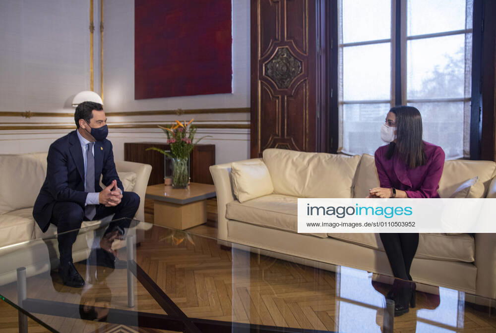 The President of the Junta de Andalucia, Juanma Moreno (i) during the meeting with the President of Ciudadanos (Cs), Ines Arrimadas (d), at the Palacio de San Telmo, Seville (Andalucia, Spain), on January 20, 2021. 20 JANUARY 2021 Maria Josà Lopez LagenciaEP 01 20 2021 Seville (Andalusia) Seville (Andalusia) Spain