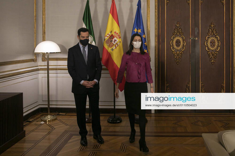 The President of the Junta de Andalucia, Juanma Moreno (i) during the meeting with the President of Ciudadanos (Cs), Ines Arrimadas (d), at the Palacio de San Telmo, Seville (Andalucia, Spain), on January 20, 2021. 20 JANUARY 2021 Maria Josà Lopez LagenciaEP 01 20 2021 Seville (Andalusia) Seville (Andalusia) Spain